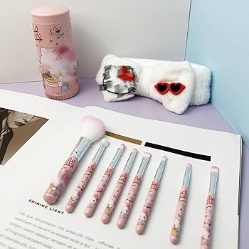 Amazon.co.jp: かわいいキティ 8個 メイクアップブラシ 収納バケツと